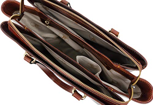 Time Resistance Brown Leather Top Handle Bag for Women