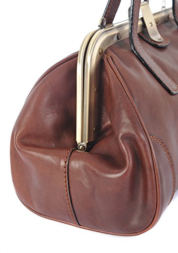Gianni Conti Italian Leather Gladstone Shoulder Bag Brown