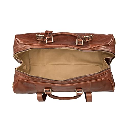The FleroL Men's Large Leather Luggage Bag - Chestnut Tan