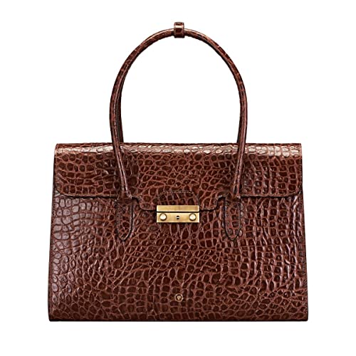 Luxury Italian Leather Business Tote Bag - Choc Brown