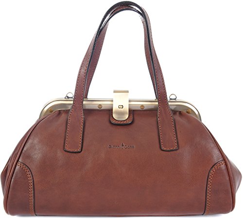 Gianni Conti Italian Leather Gladstone Shoulder Bag Brown