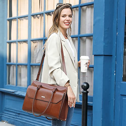 CLUCI Vintage Oil Wax Leather Women's Briefcase