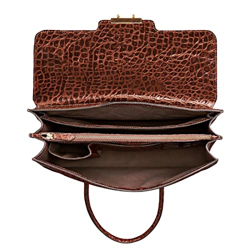 Luxury Italian Leather Business Tote Bag - Choc Brown