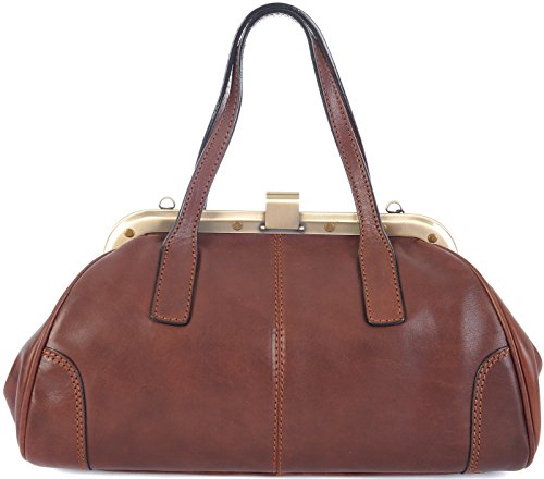 Gianni Conti Italian Leather Gladstone Shoulder Bag Brown