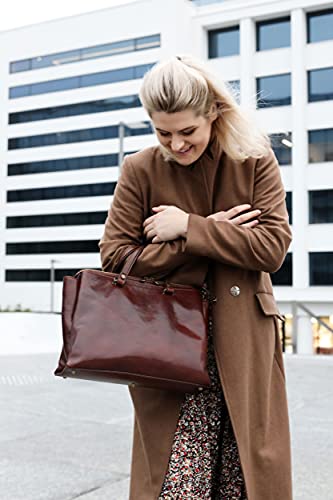 Time Resistance Brown Leather Top Handle Bag for Women
