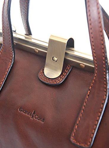 Gianni Conti Italian Leather Gladstone Shoulder Bag Brown