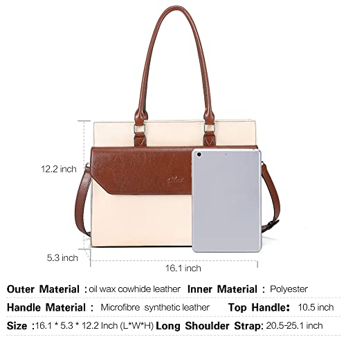 CLUCI Vintage Oil Wax Leather Women's Briefcase