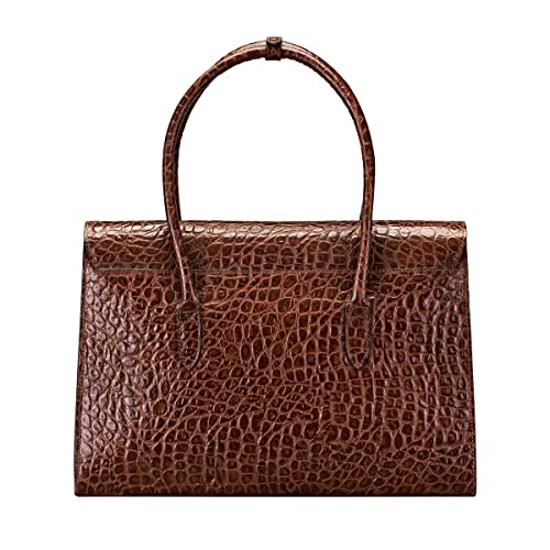 Luxury Italian Leather Business Tote Bag - Choc Brown
