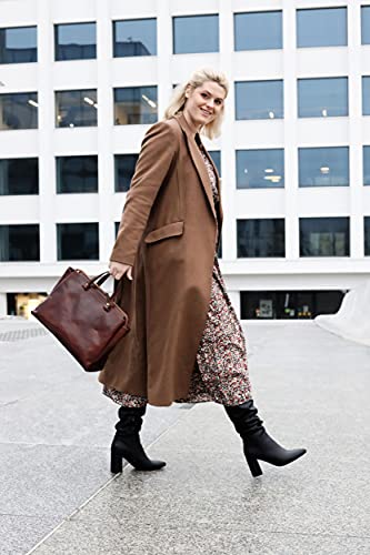 Time Resistance Brown Leather Top Handle Bag for Women