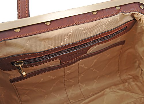 Gianni Conti Italian Leather Gladstone Shoulder Bag Brown