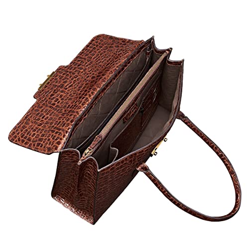 Luxury Italian Leather Business Tote Bag - Choc Brown