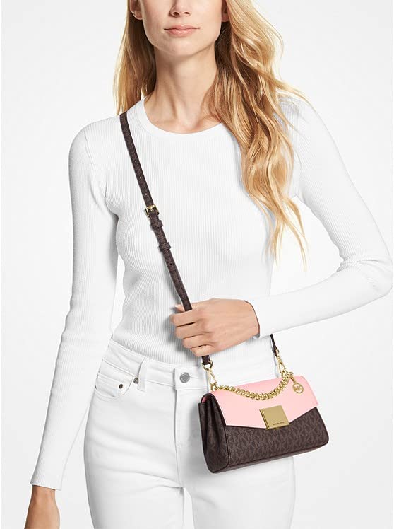 MICHAEL KORS Small Leather Crossbody Bag - Brown/Powder Blush