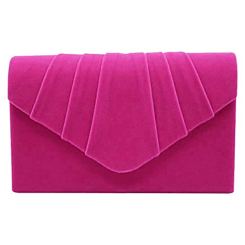 Plissiert Wildleder Samt Clutch Handtasche in Hot Pink