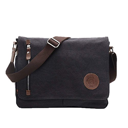 14" Canvas Laptop Bag for Men - Black