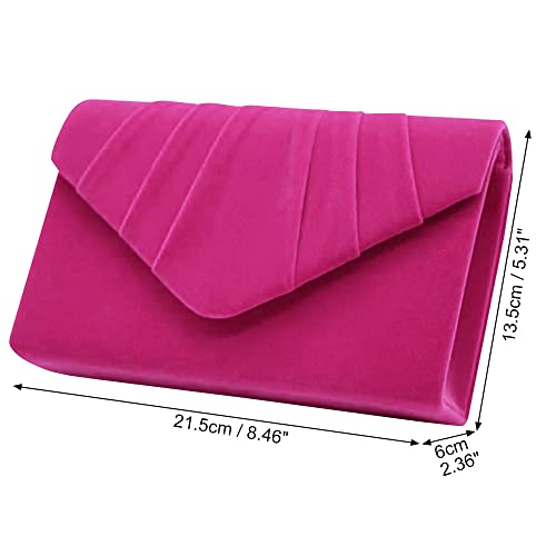 Plissiert Wildleder Samt Clutch Handtasche in Hot Pink