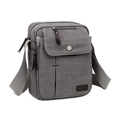 Kono Canvas Men's Small Messenger Bag with Multi-Pockets
