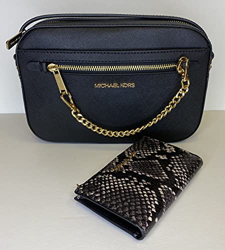 Michael Kors Jet Set Crossbody Bag + Wallet (Black/Python)