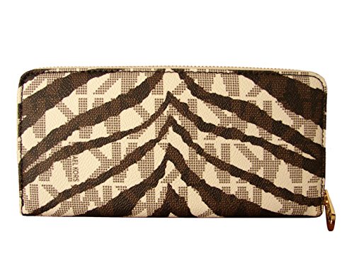 Vanilla MK Signature Tiger Continental Wallet by Michael Kors