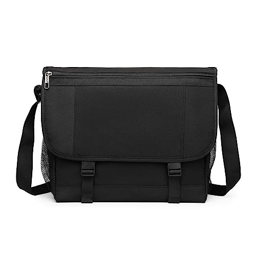 Kono Men's Laptop Shoulder Bag, Water-resistant, Black
