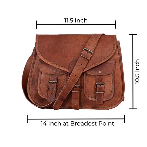 14" Leather Crossbody Shoulder Bag - Designer Handbag