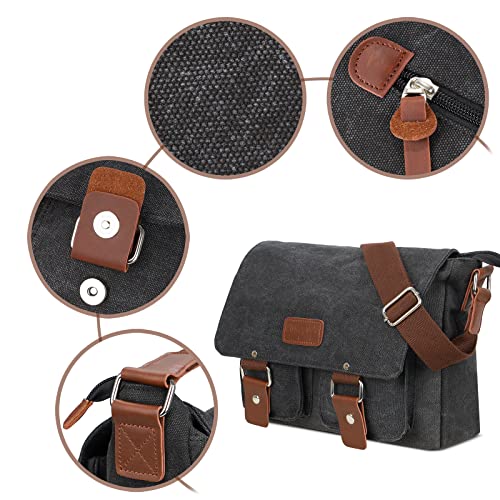 Canvas Leather Messenger Bag - 14" Laptop Satchel