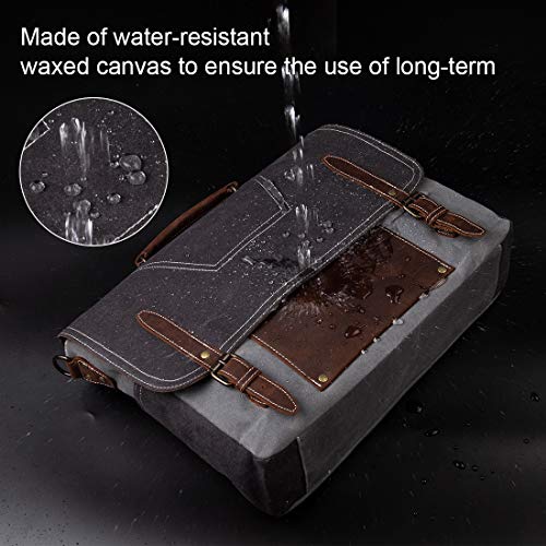 Waterproof Leather Messenger Bag for Men - Grey