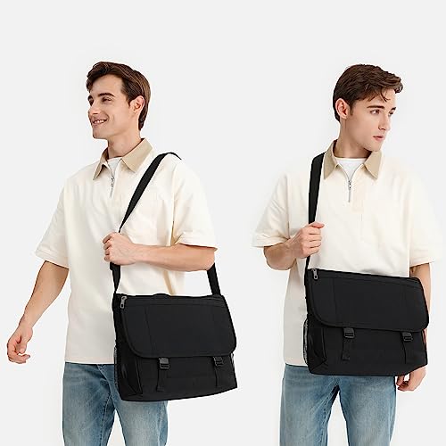 Kono Men's Laptop Shoulder Bag, Water-resistant, Black