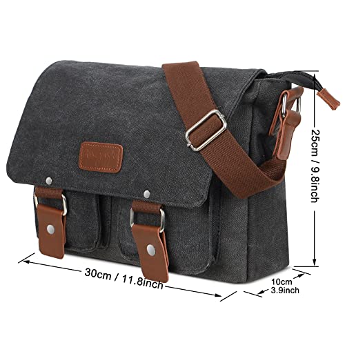 Canvas Leather Messenger Bag - 14" Laptop Satchel