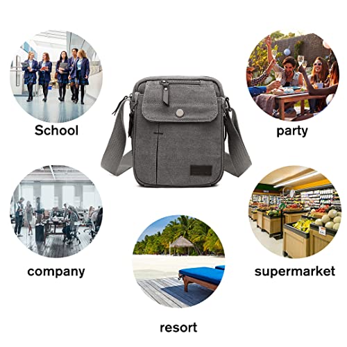 Kono Canvas Men's Small Messenger Bag with Multi-Pockets