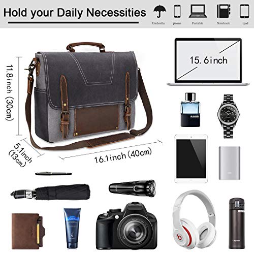 Waterproof Leather Messenger Bag for Men - Grey