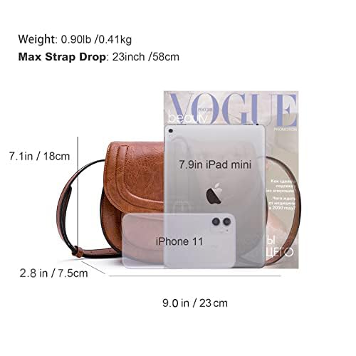 Brown vegan leather crossbody saddle purse for women - boho