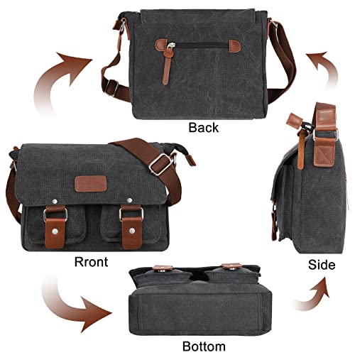 Canvas Leather Messenger Bag - 14" Laptop Satchel