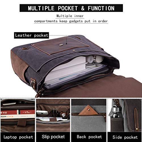 Waterproof Leather Messenger Bag for Men - Grey