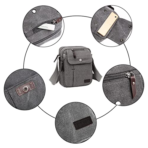 Kono Canvas Men's Small Messenger Bag with Multi-Pockets