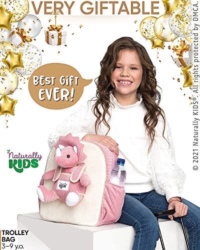 Dinosaur-themed Kids Suitcase: Pink Triceratops Rolling Backpack