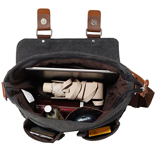 Canvas Leather Messenger Bag - 14" Laptop Satchel