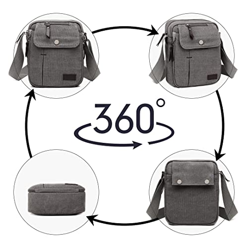 Kono Canvas Men's Small Messenger Bag with Multi-Pockets