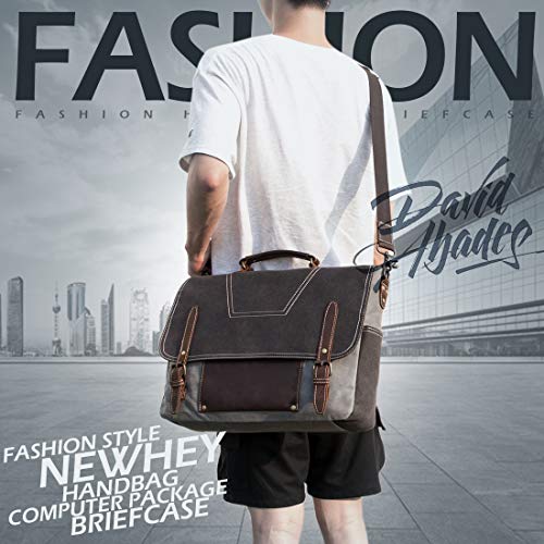 Waterproof Leather Messenger Bag for Men - Grey