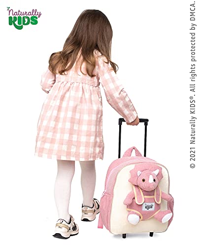 Dinosaur-themed Kids Suitcase: Pink Triceratops Rolling Backpack
