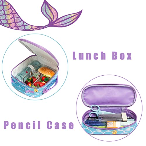 Girls Rolling Backpack with Wheels and Lunch Box