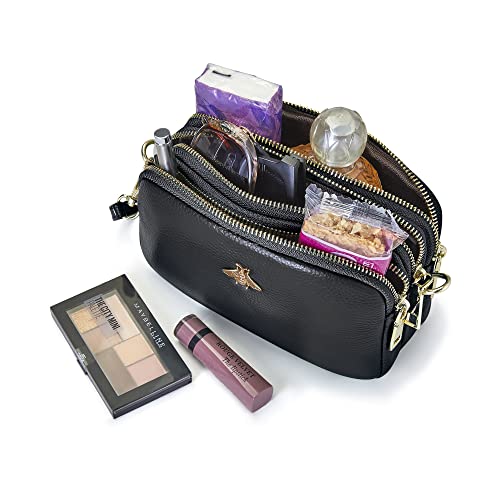 Woodland Leather Ladies Cross Body Bag - Black