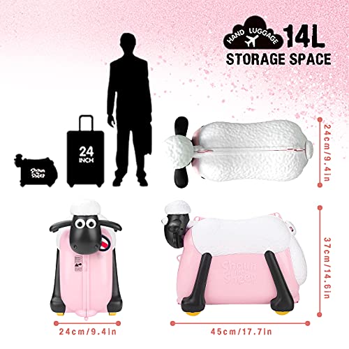 Pink Shaun the Sheep Ride-On Suitcase for Kids
