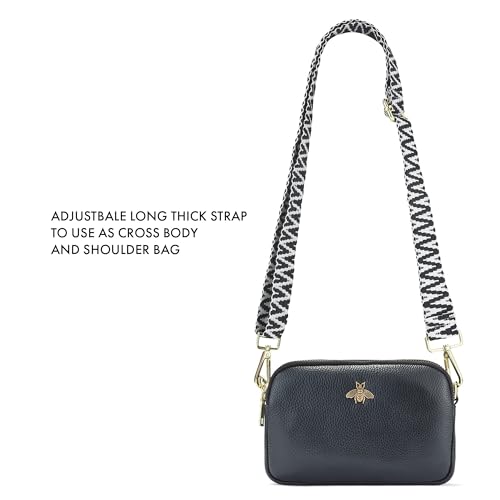 Italian Designed Navy Leather Ladies Cross Body Bag
