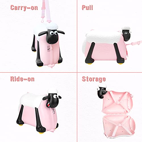 Pink Shaun the Sheep Ride-On Suitcase for Kids