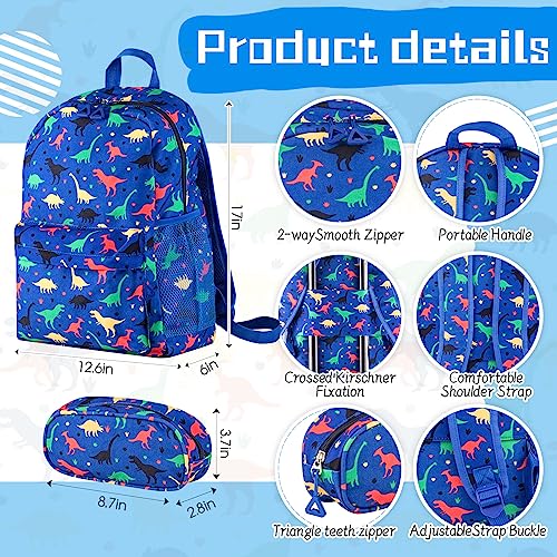 Redbaker 6 Pcs Kids Luggage Set - Dinosaur Blue
