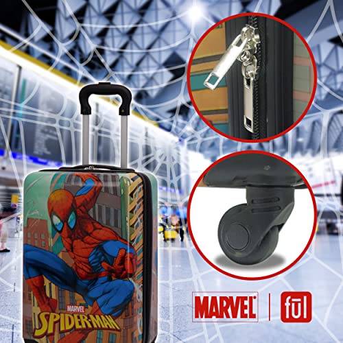 Marvel Spider-Man Kids Hardshell Rolling Luggage, Pastel Multi