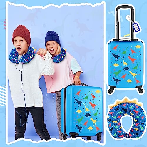 Redbaker 6 Pcs Kids Luggage Set - Dinosaur Blue