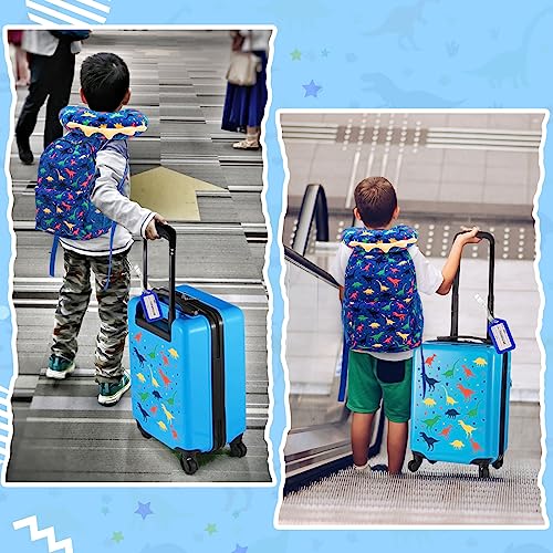 Redbaker 6 Pcs Kids Luggage Set - Dinosaur Blue