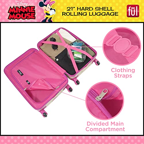 Disney Minnie Mouse Kids Rolling Luggage, Pink, 21
