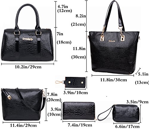 FiveloveTwo 6-Piece Designer Handbag Set in Red